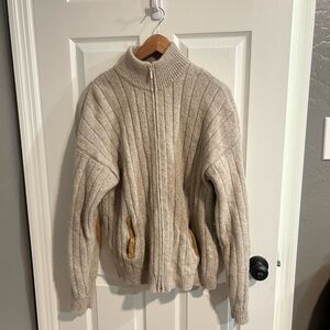 Cozy Beige Wool Ribbed Knit Sweater
